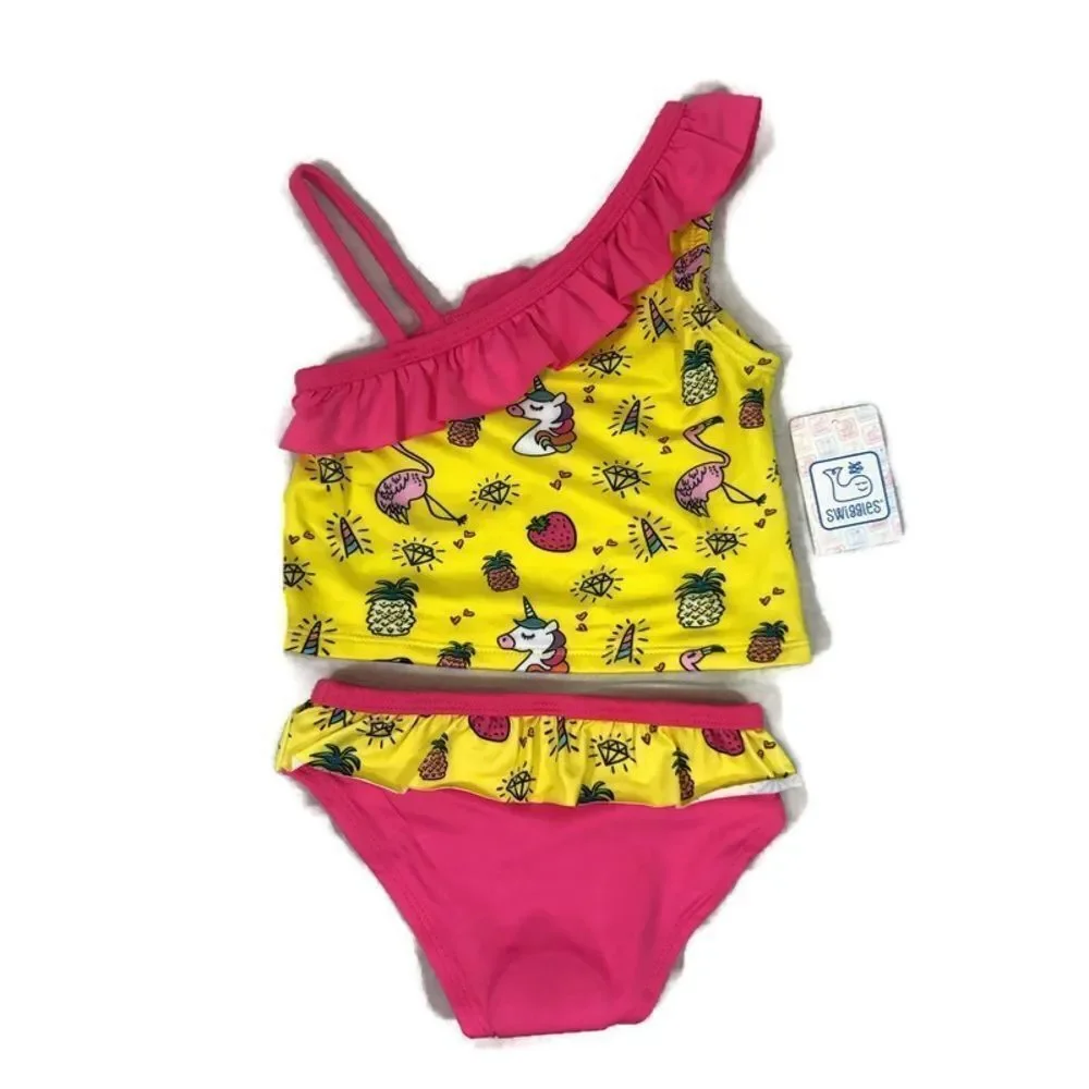 Brand new Girls 2T Unicorn tropical themed bikini‎